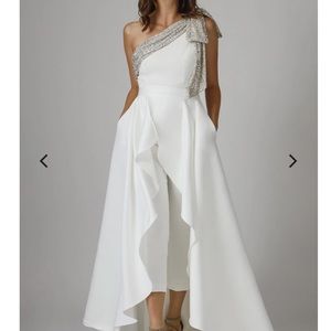 Jay Godfrey Gavin One Shoulder Jumpsuit with removable skirt